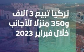 تركيا تبيع 3 آلاف و350 منزلاً للأجانب خلال فبراير 2023