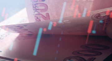 A close-up image of the 200 Turkish Lira banknote with economic indicators reflections, representing the impact of monetary policy on investments in Turkey. 01