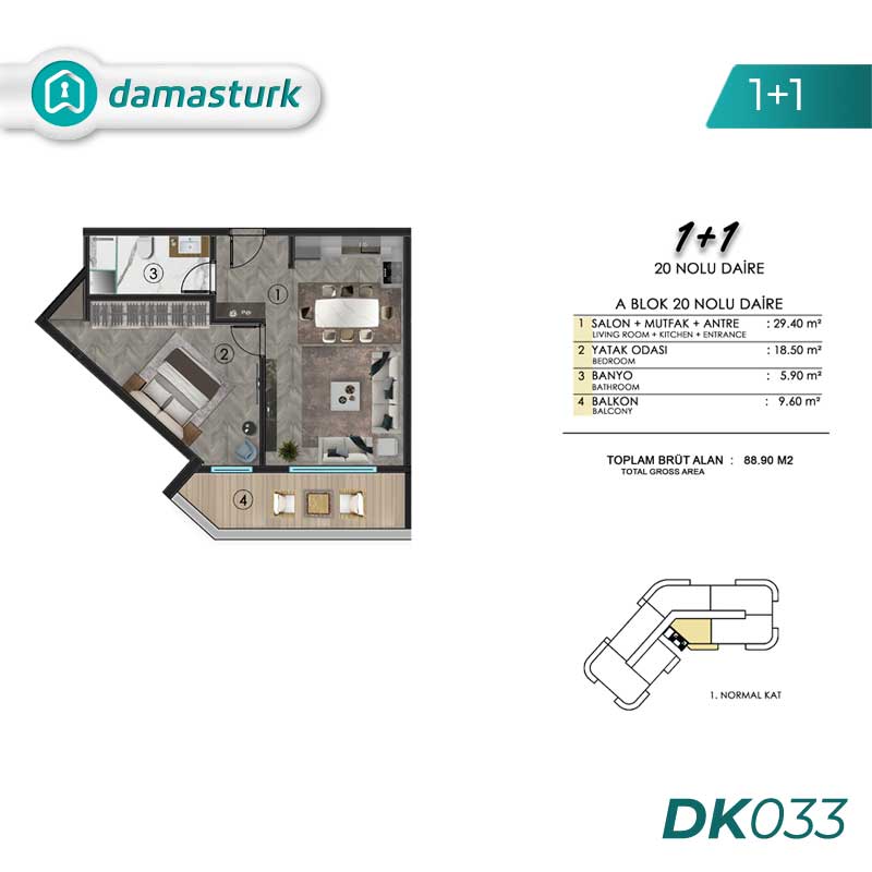 آپارتمان های لوکس برای فروش در يوفاجيك - كوجالي DK033 | املاک داماستورک 02