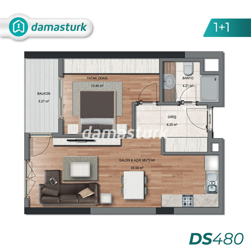 آپارتمان برای فروش در كوتشوك شكمجة - استانبول DS480 | املاک داماستورک 01
