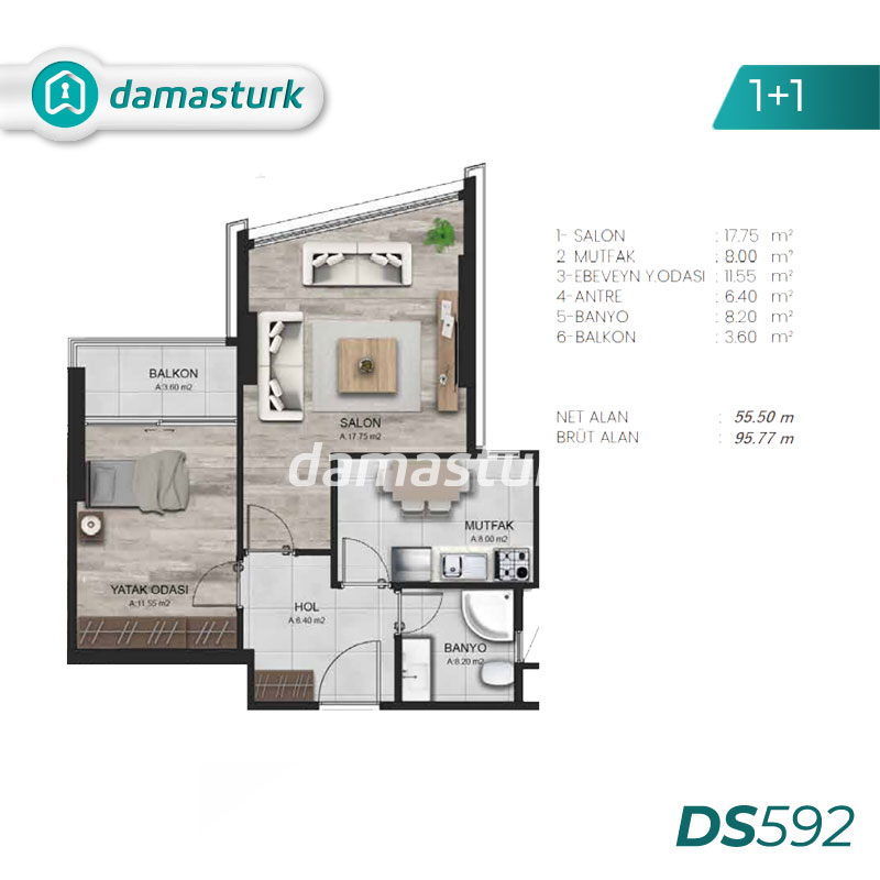 Apartments for sale in Sarıyer Maslak - Istanbul DS592 | damasturk Real Estate 01