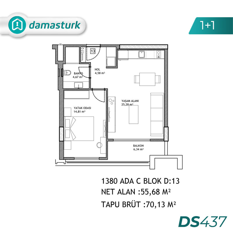 آپارتمان برای فروش در ساريير - استانبول DS437 | املاک داماستورک 01