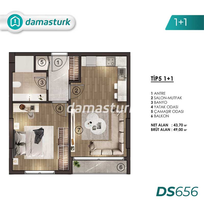 آپارتمان برای فروش در بيليك دوزو - استانبول DS656 | املاک داماستورک 01