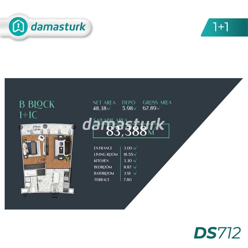 شقق للبيع في باشاك شهير - اسطنبول DS712 | داماس تورك العقارية   01