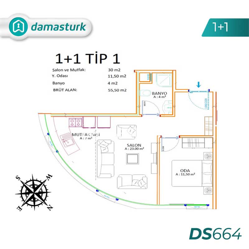 Appartements à vendre à Sultangazi - Istanbul DS664 | damasturk Immobilier 01