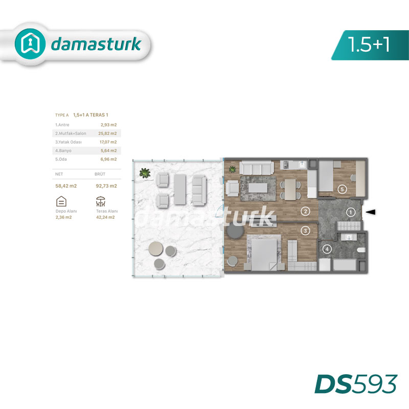 Apartments for sale in Kağıthane - Istanbul DS593 | damasturk Real Estate 01