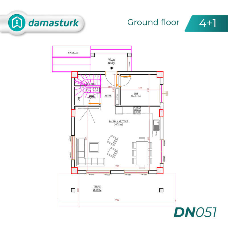Villas  for sale in Antalya Turkey - complex DN051 || damasturk Real Estate Company 01