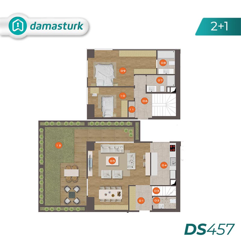 آپارتمان برای فروش در کارتال - استانبول DS457 | املاک داماستورک 01