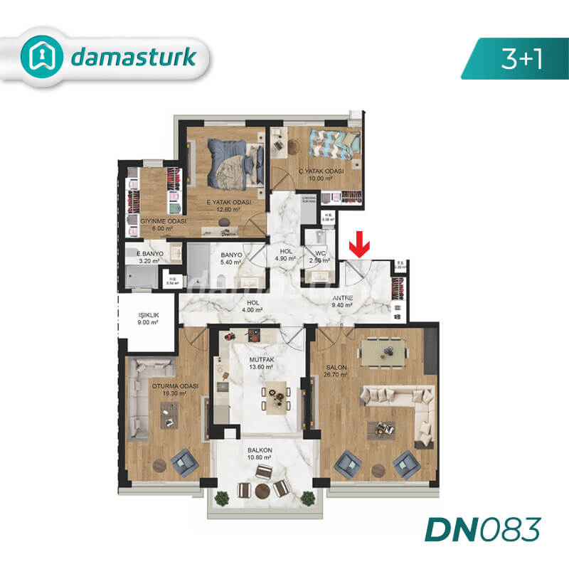 آپارتمانهای فروشی در آنتالیا - ترکیه - مجتمع DN084   || شرکت املاک داماس ترک 01