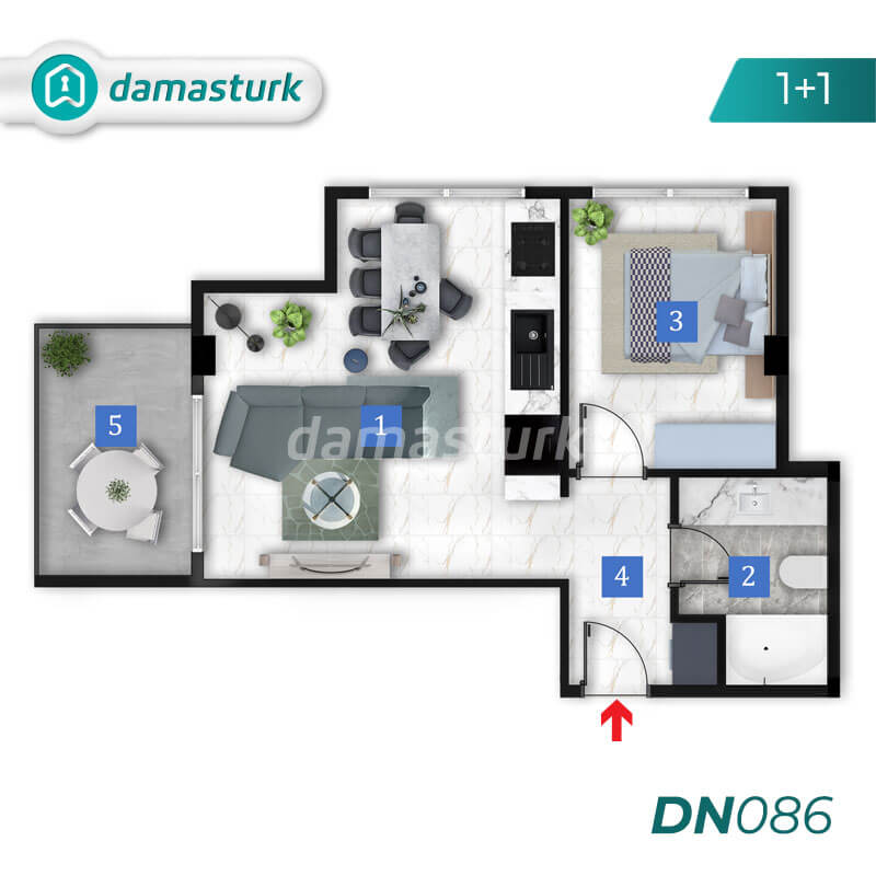 آپارتمانهای فروشی در آنتالیا - ترکیه - مجتمع DN086 || داماس ترک املاک  01
