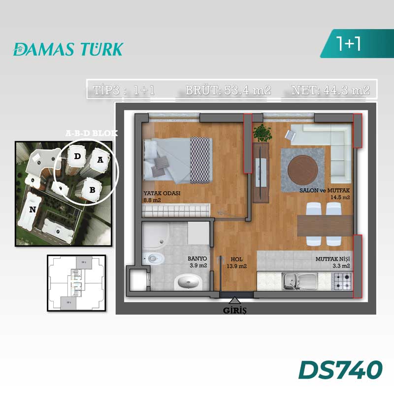 Apartments for sale in Esenyurt - Istanbul DS740 | DAMAS TÜRK Real Estate 01