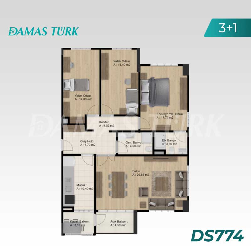 آپارتمان برای فروش در توپکاپی - استانبول DS774 | املاک داماستورک 05
