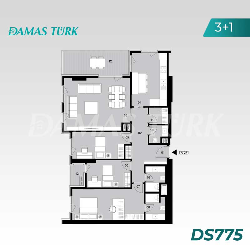 آپارتمان های لوکس برای فروش در بهشلي افلار - استانبول DS775 | املاک داماستورک 03