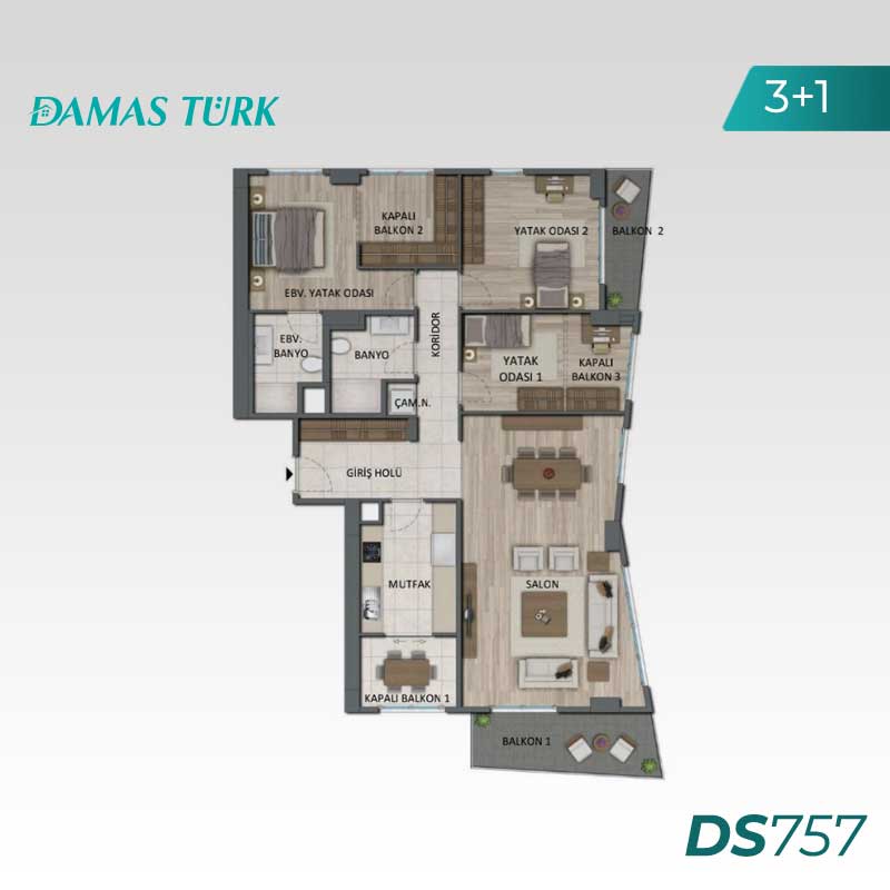 Appartements à vendre à Ümraniye - Istanbul DS757 | Damas Turk Immobilier 05