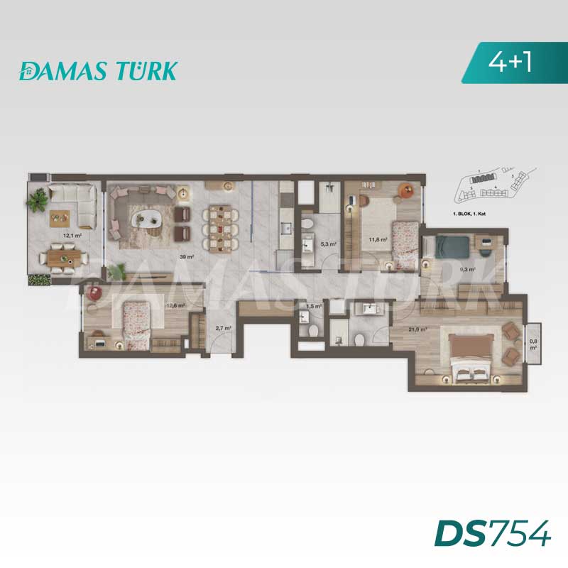 Luxury apartments for sale in Ümraniye - Istanbul DS754 | Damas turk Real Estate 03