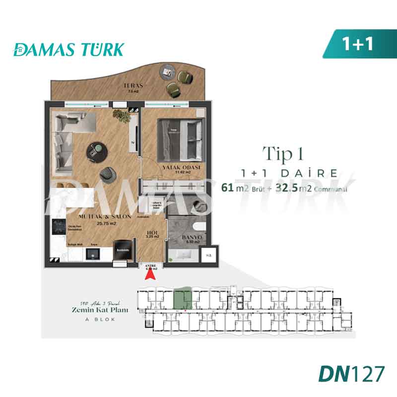 آپارتمان برای فروش در موراتپاشا - آنتالیا DN127 | املاک داماس ترک 01