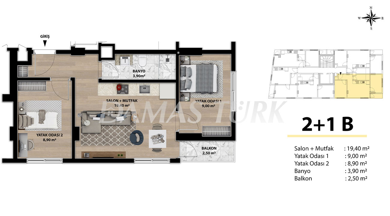 آپارتمان برای فروش در نیلوفر - بورسا DB059 | املاک داماستورک 17