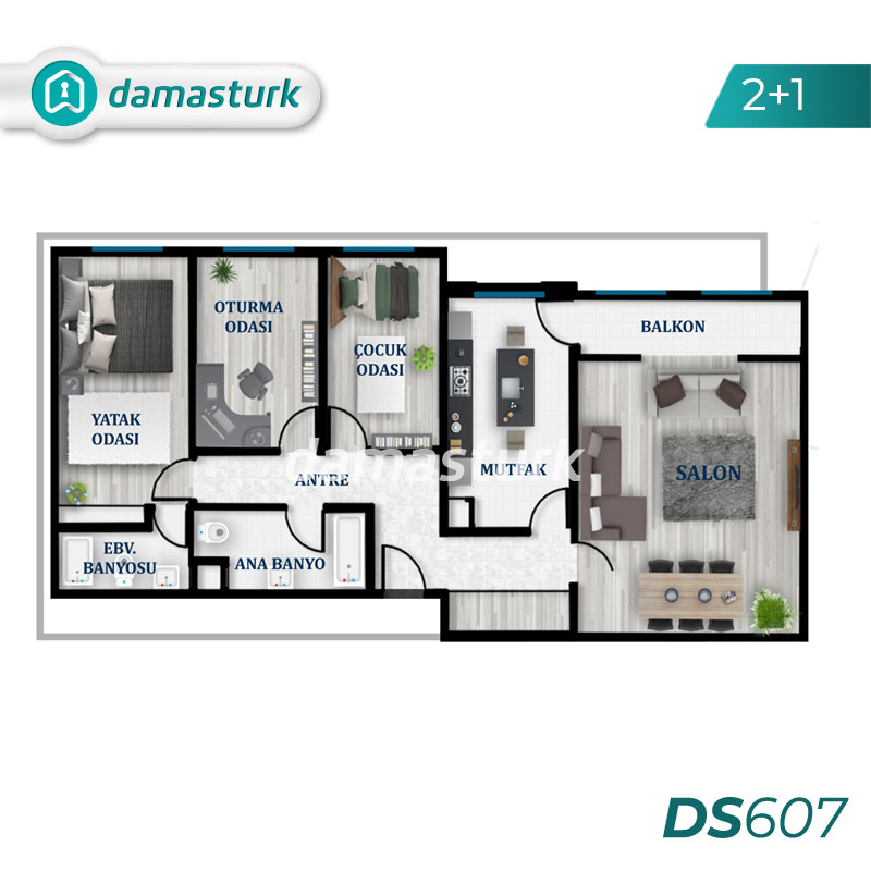 آپارتمان های لوکس برای فروش در بيوك شكمجه - استانبول DS607 | املاک داماستورک 01