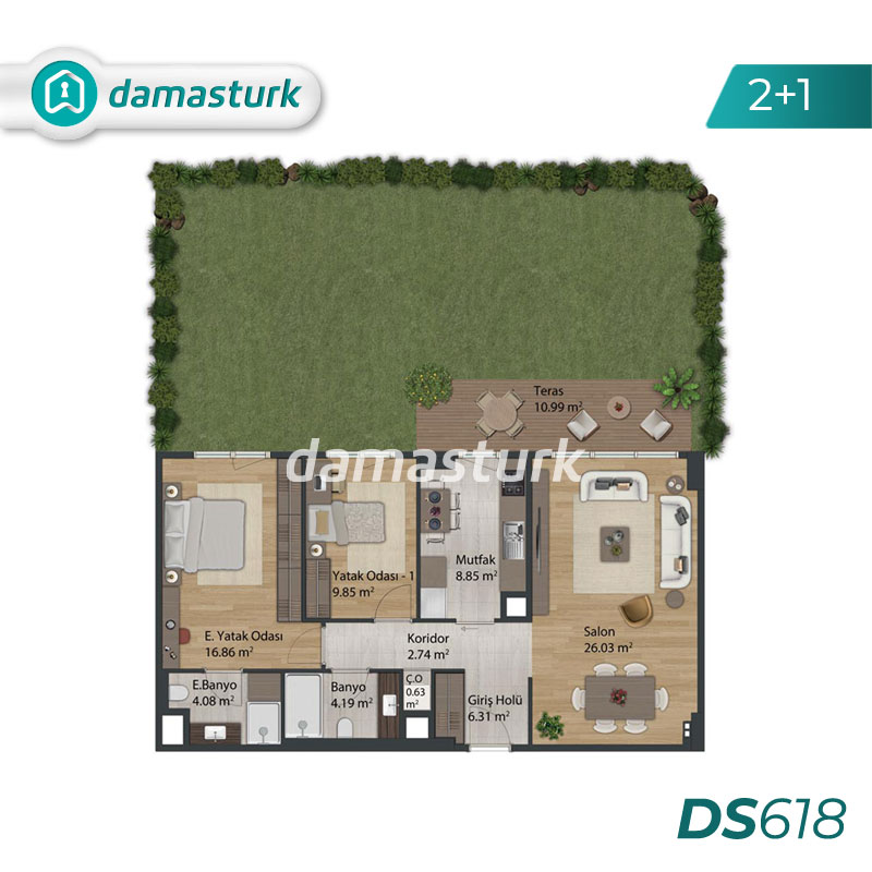 آپارتمان برای فروش در سانجاك تبه - استانبول DS618 | املاک داماستورک 01
