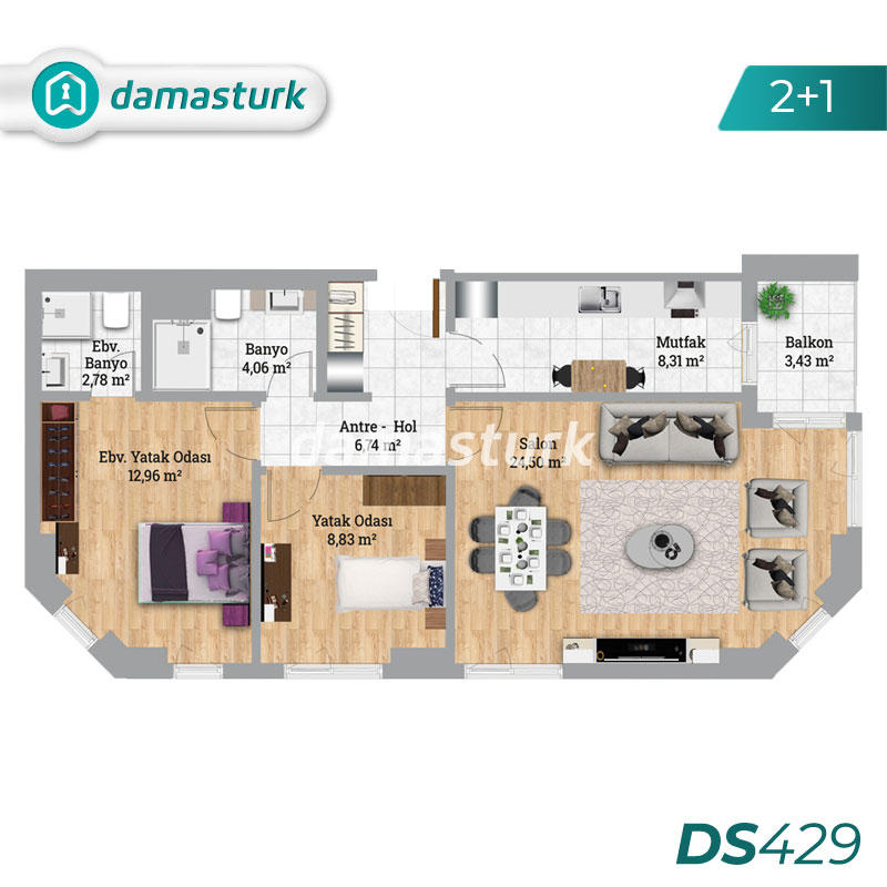 آپارتمان برای فروش در مال تبه - استانبول DS429 | املاک داماستورک 02