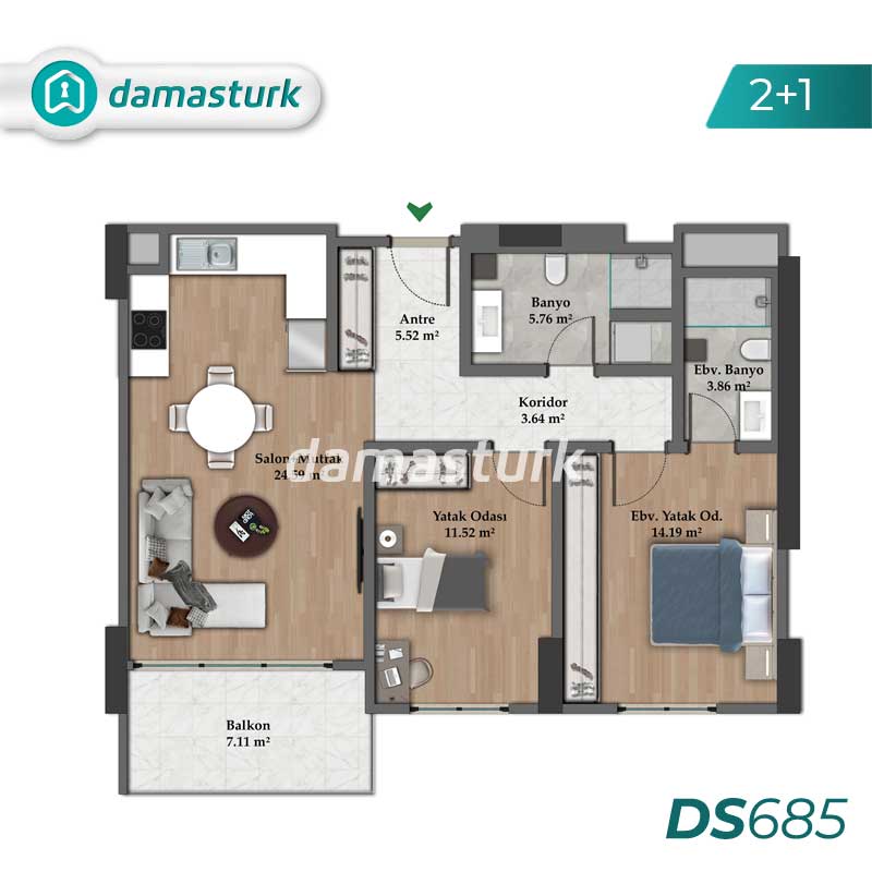 Luxury apartments for sale in Sarıyer - Istanbul DS685 | damasturk Real Estate 02