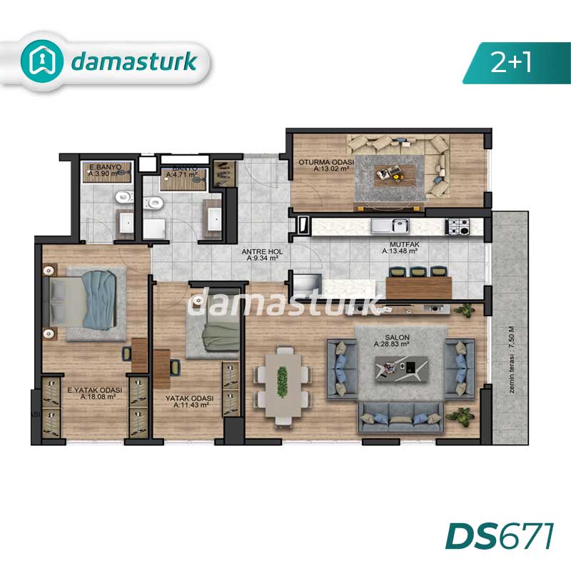 Apartments for sale in Beylikdüzü - Istanbul DS671 | damasturk Real Estate 03