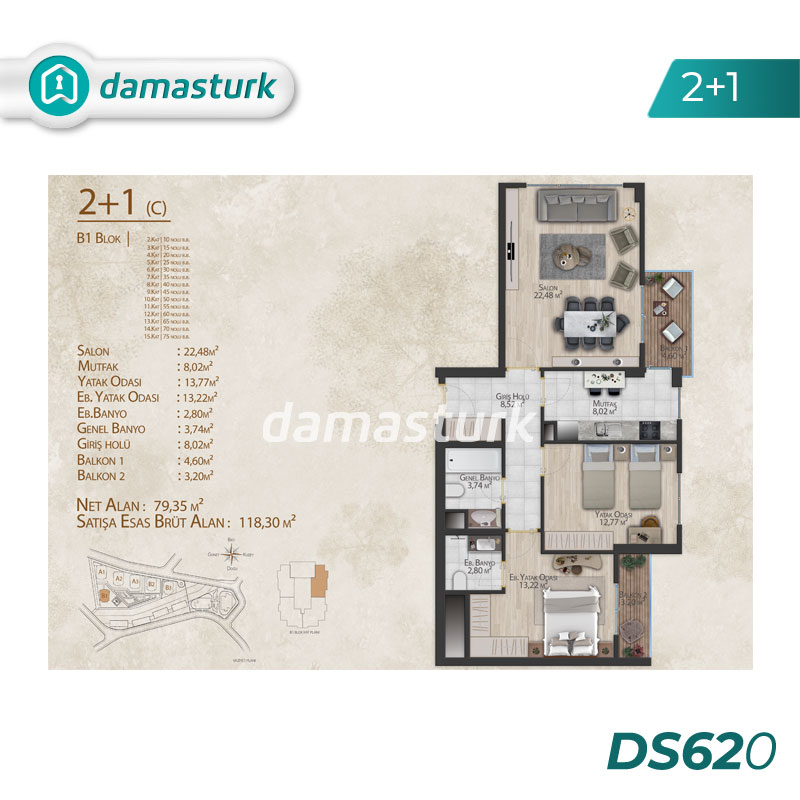 آپارتمان برای فروش در غازي عثمان باشا - استانبول DS620 | املاک داماستورک 01