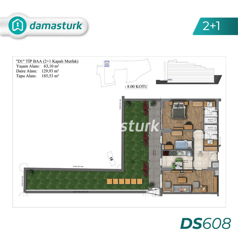فروش آپارتمان در پندیک - استانبول DS608 | املاک داماستورک 02