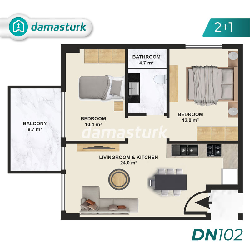 آپارتمان برای فروش در آلانیا - آنتالیا DN102 | املاک داماستورک 02