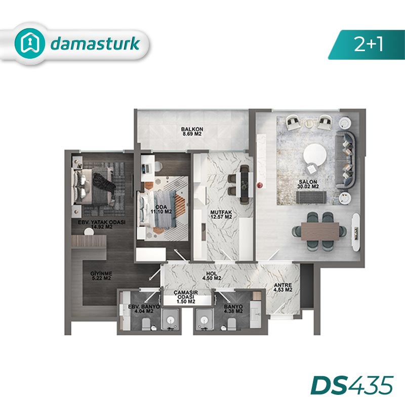 آپارتمان برای فروش در كوتشوك شكمجة - استانبول DS435 | املاک داماستورک 01