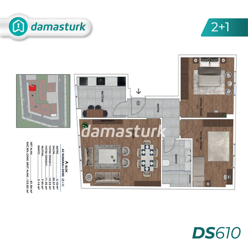 Appartements à vendre à Beyoğlu - Istanbul DS610 | damasturk Immobilier 01