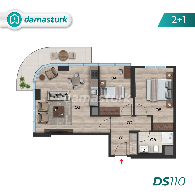 فروش آپارتمان در زيتون بورنو - استانبول DS110 | املاک داماس تورک 01
