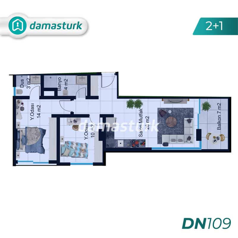 آپارتمان برای فروش در آلانیا - آنتالیا DN109 | املاک داماستورک 01