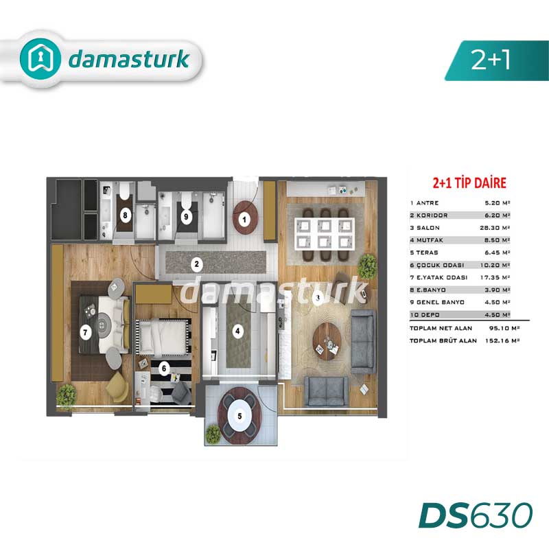 آپارتمان برای فروش در کارتال - استانبول DS630 | املاک داماستورک 01