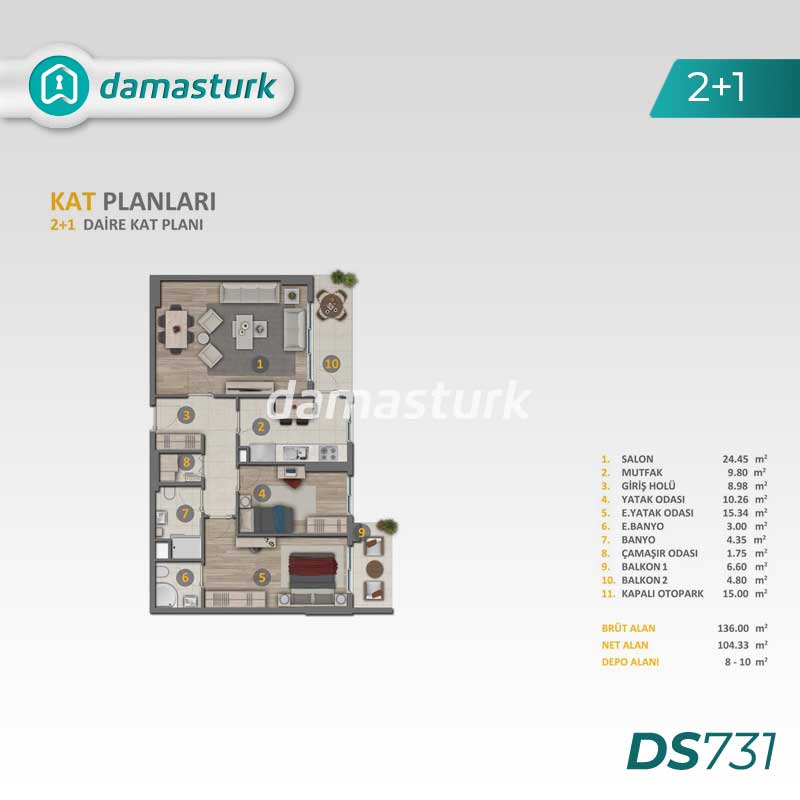 شقق للبيع في بهشة شهير - اسطنبول DS731 | داماس تورك العقارية  01