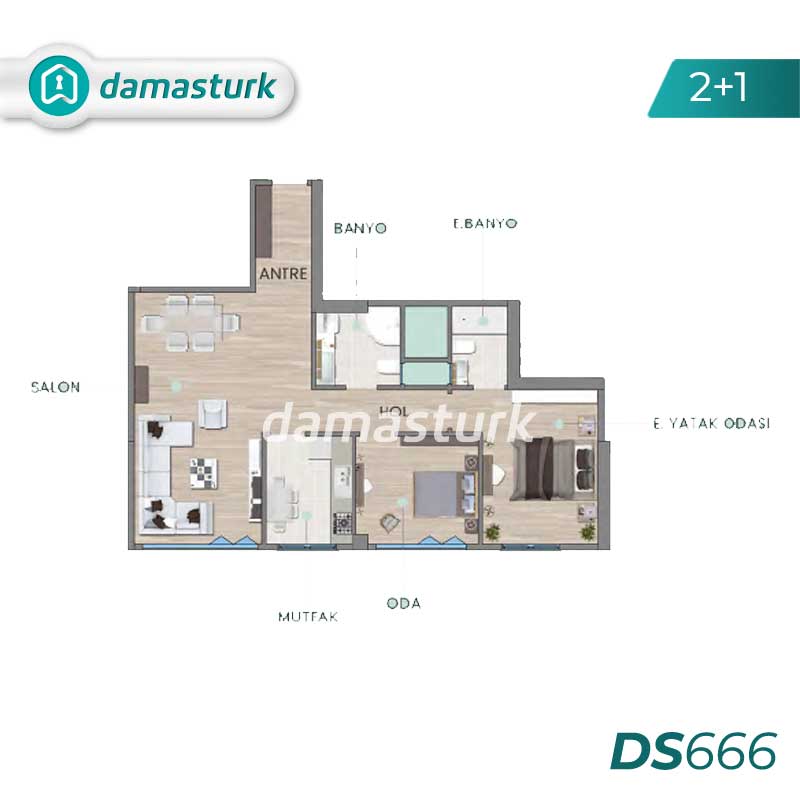آپارتمان برای فروش در کارتال - استانبول DS666 | املاک داماستورک 01