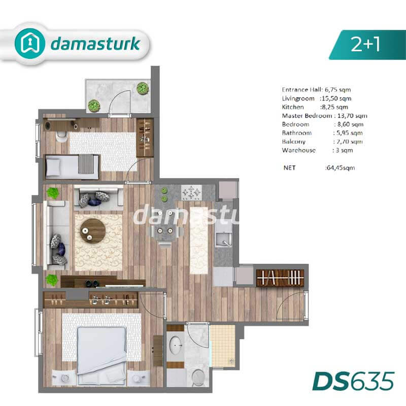 Apartments for sale in Kağıthane- Istanbul DS635 | damasturk Real Estate 01