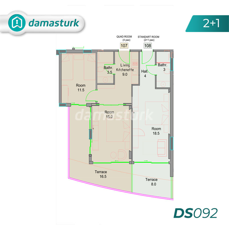 Apartments for sale in Antalya - Alanya - Complex DN092 || damasturk Real Estate 01