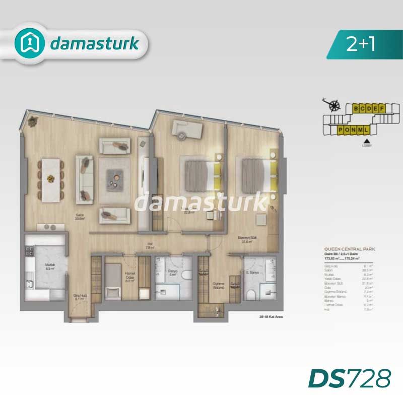 Luxury apartments for sale in Şişli - Istanbul DS728 | damasturk Real Estate 02