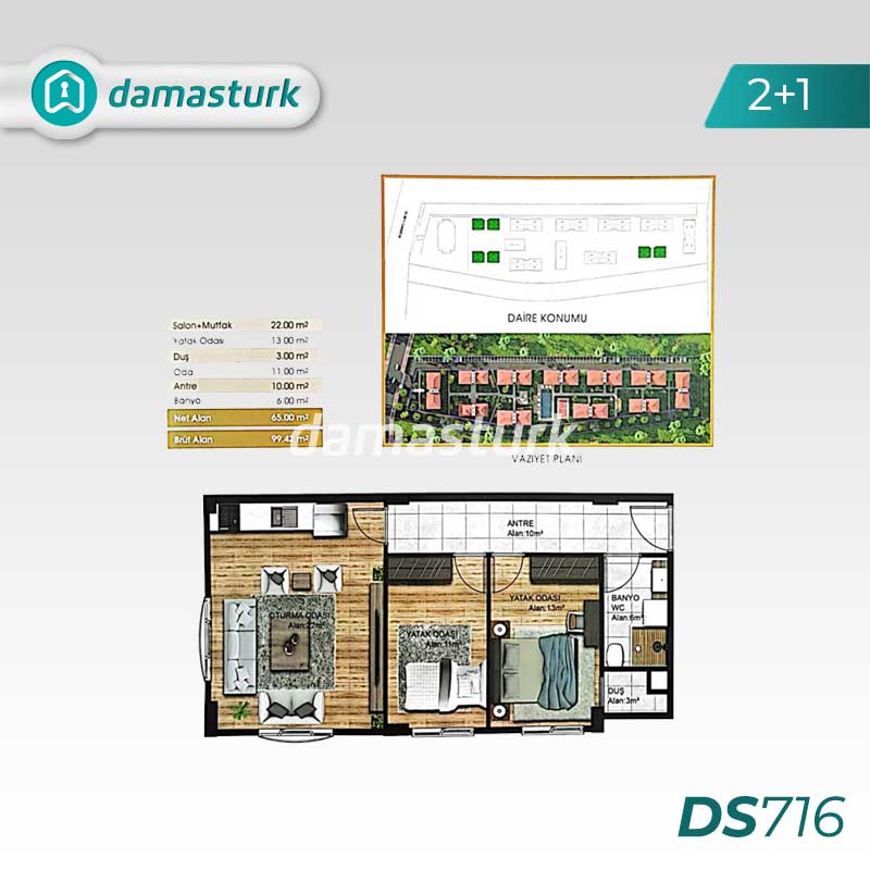 آپارتمان برای فروش در باهچه شهیر - استانبول DS716 | املاک داماستورک 01