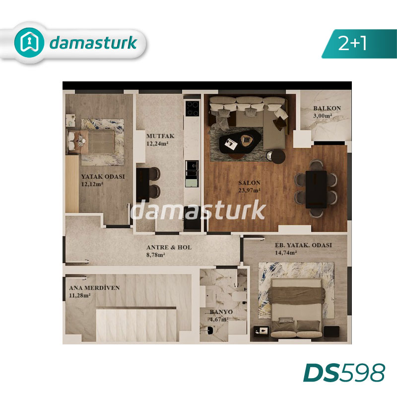 شقق للبيع في كوتشوك شكمجة - اسطنبول  DS598 | داماس تورك العقارية   01