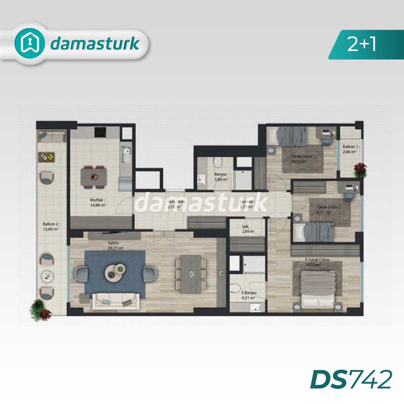 آپارتمان برای فروش در باشاك شهير- استانبول DS742 | املاک داماستورک 01