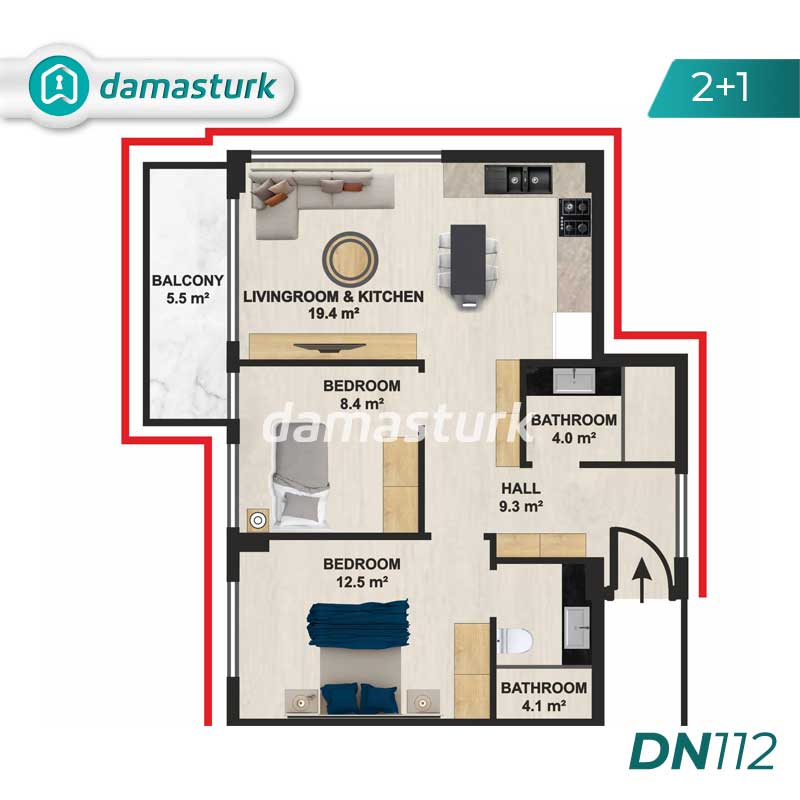 آپارتمان برای فروش در آلانیا - آنتالیا DN112 | املاک داماستورک 03