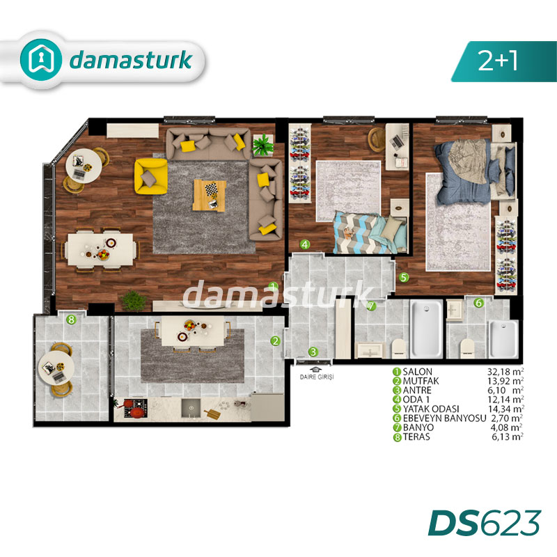 آپارتمان برای فروش در پندیک - استانبول DS623 | املاک داماستورک 02
