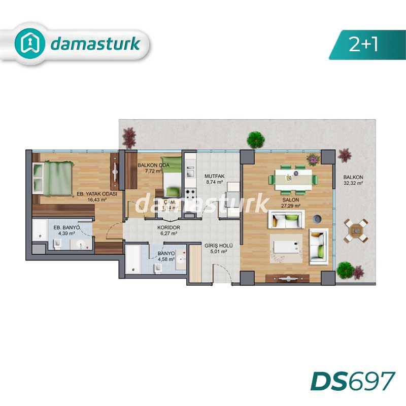 آپارتمان برای فروش در چکمکوی - استانبول DS697 | املاک داماستورک 02