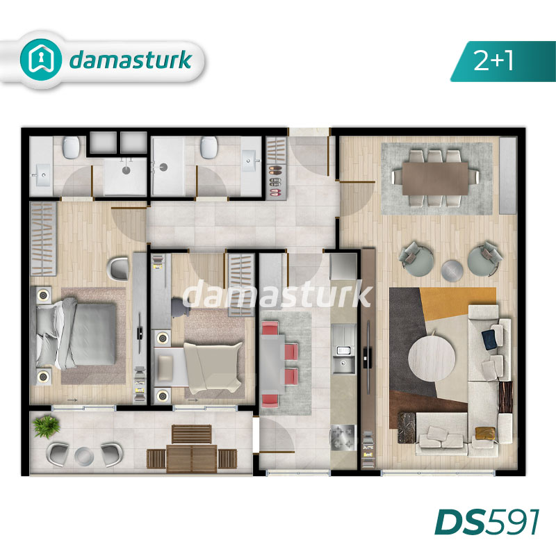 آپارتمان برای فروش در كوتشوك شكمجه - استانبول DS591 | املاک داماستورک 01