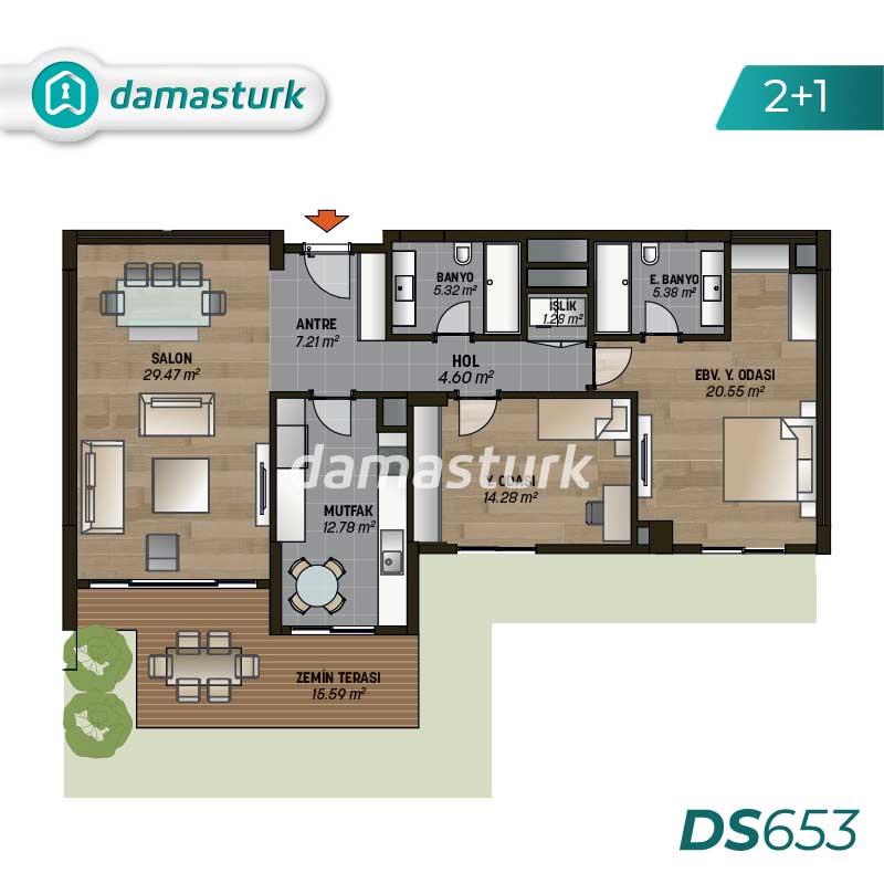 فروش آپارتمان لوکس در بیکوز - استانبول DS653 | املاک داماستورک 01