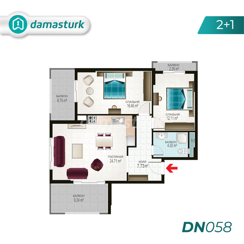 Apartments for sale in Antalya - Turkey - Complex DN058  || damasturk Real Estate Company 02