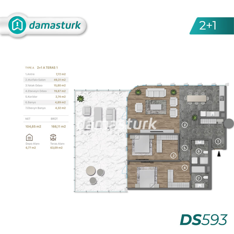 Apartments for sale in Kağıthane - Istanbul DS593 | damasturk Real Estate 03