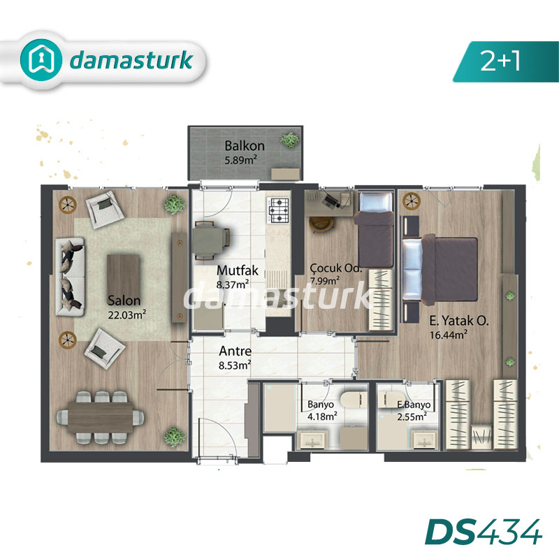 Appartements à vendre à Kağithane - Istanbul DS434 | damasturk Immobilier 01